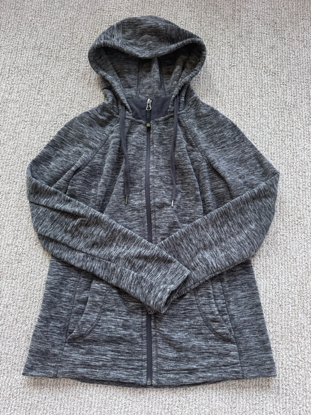 GreenTea Women's Heathered Zip-Up Hooded Sweatshirt - Charcoal